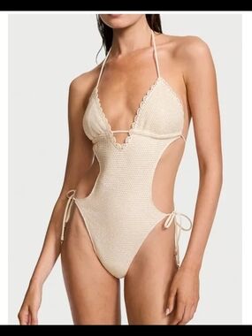 Victoria's Secret Cream Crochet One-Piece Swimsuit